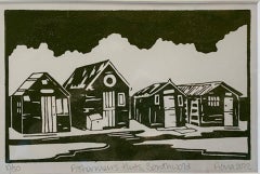 Fiona Carver, Fisherman’s Huts, Southwold, Affordable Art, Beach Art