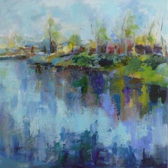 Joanna Commings, Towpath, Original Abstract Landscape, Affordable Art