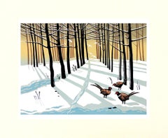 Rob Barnes, Fagiani di bosco, Opere d'arte invernali, Arte del paesaggio, Arte del fagiano