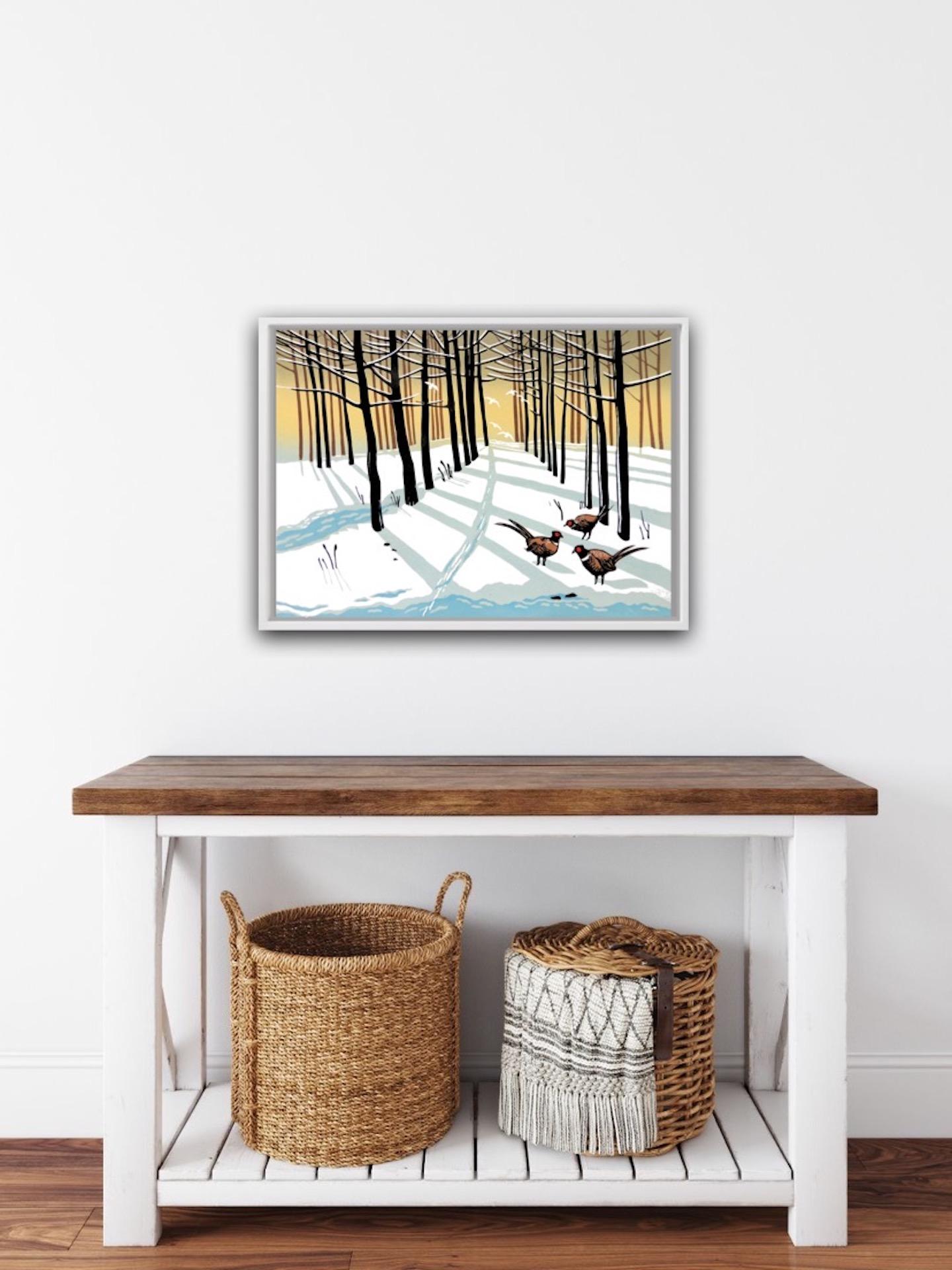 Rob Barnes, Woodland Pheasants, Winter Artwork, Landscape Art, Pheasant Art For Sale 2