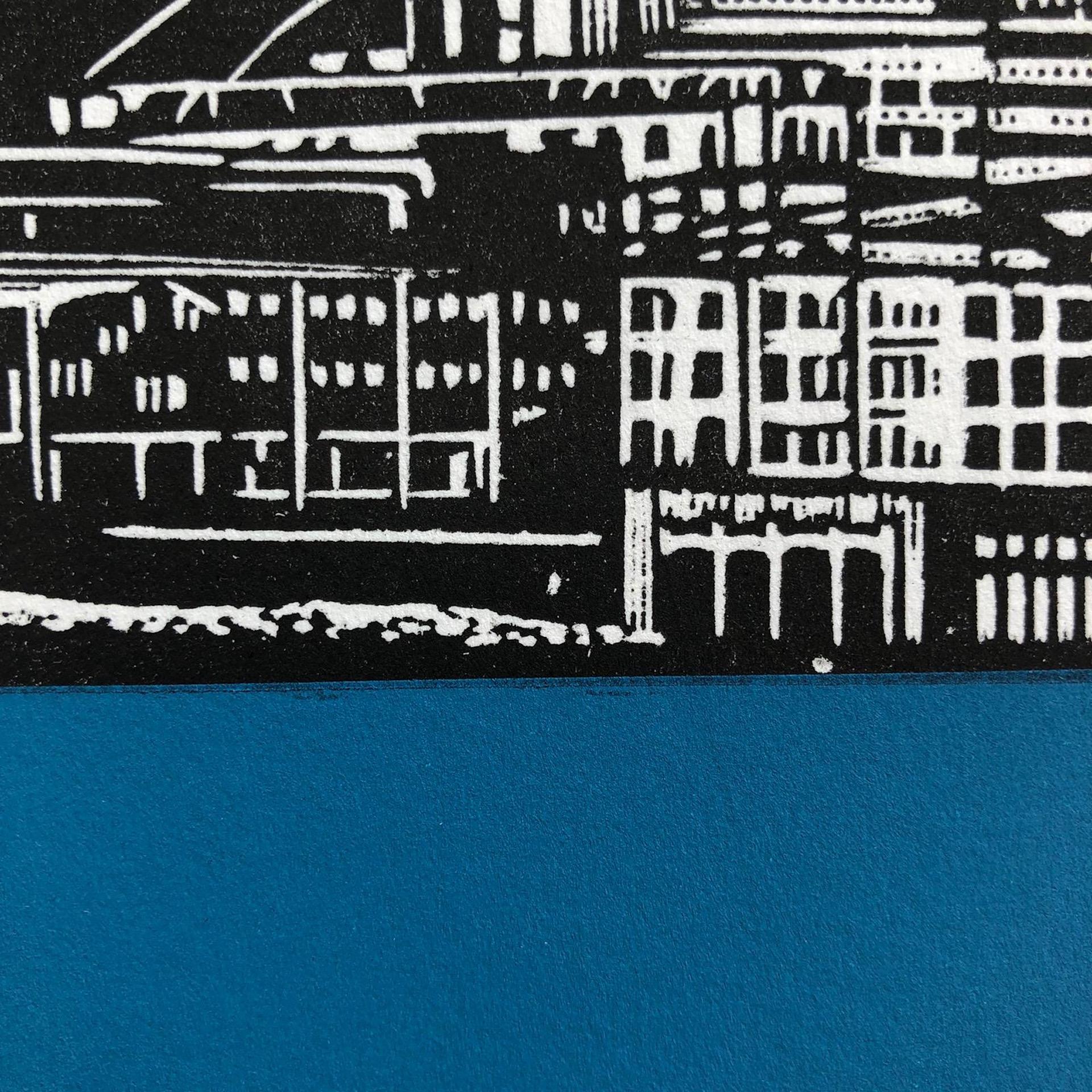 Jennifer Jokhoo
Riverbank SE1 (Petrol)
Limited Edition Handmade Reduction Linocut Print
Edition of 15
Sheet Size: H 20cm x W 20cm x D 0.1cm
Sold Unframed
Please note that in situ images are purely an indication of how a piece may look.

Riverbank