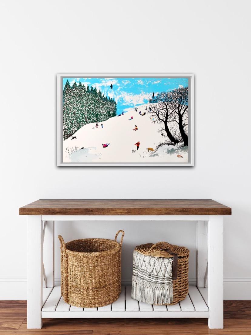 Tim Southall, Snow on the Hill, Landscape Art, Affordable Art, Winter Scene Art For Sale 5