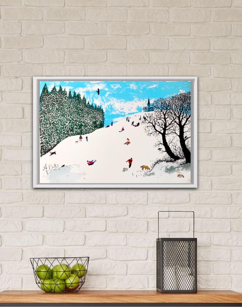 Tim Southall, Snow on the Hill, Landscape Art, Affordable Art, Winter Scene Art For Sale 6