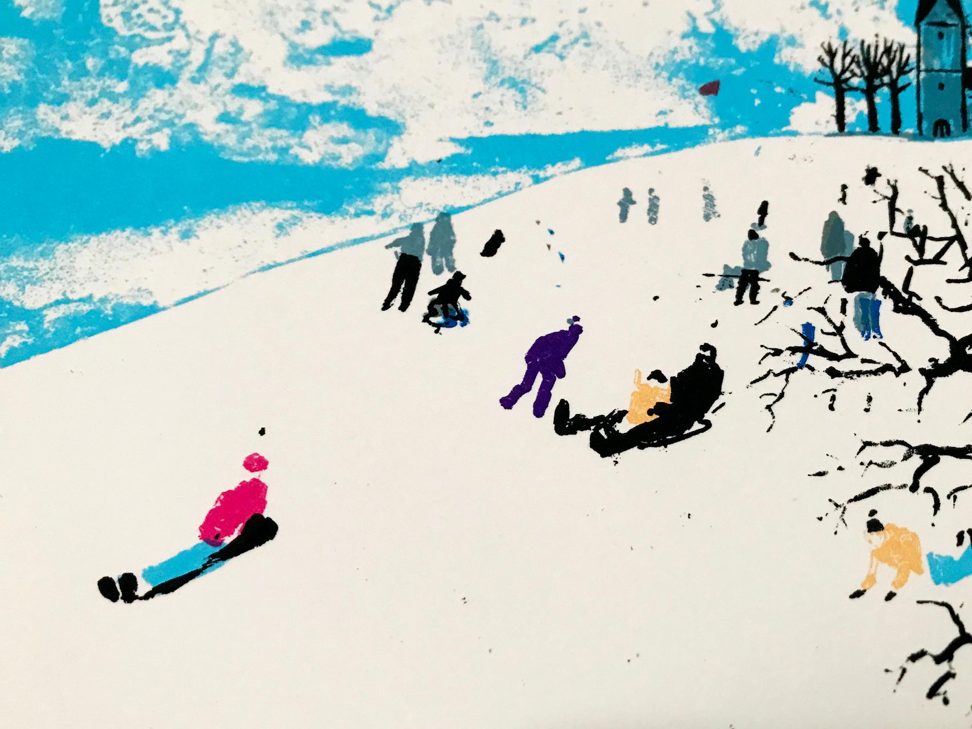 Tim Southall, Snow on the Hill, Landscape Art, Affordable Art, Winter Scene Art For Sale 2