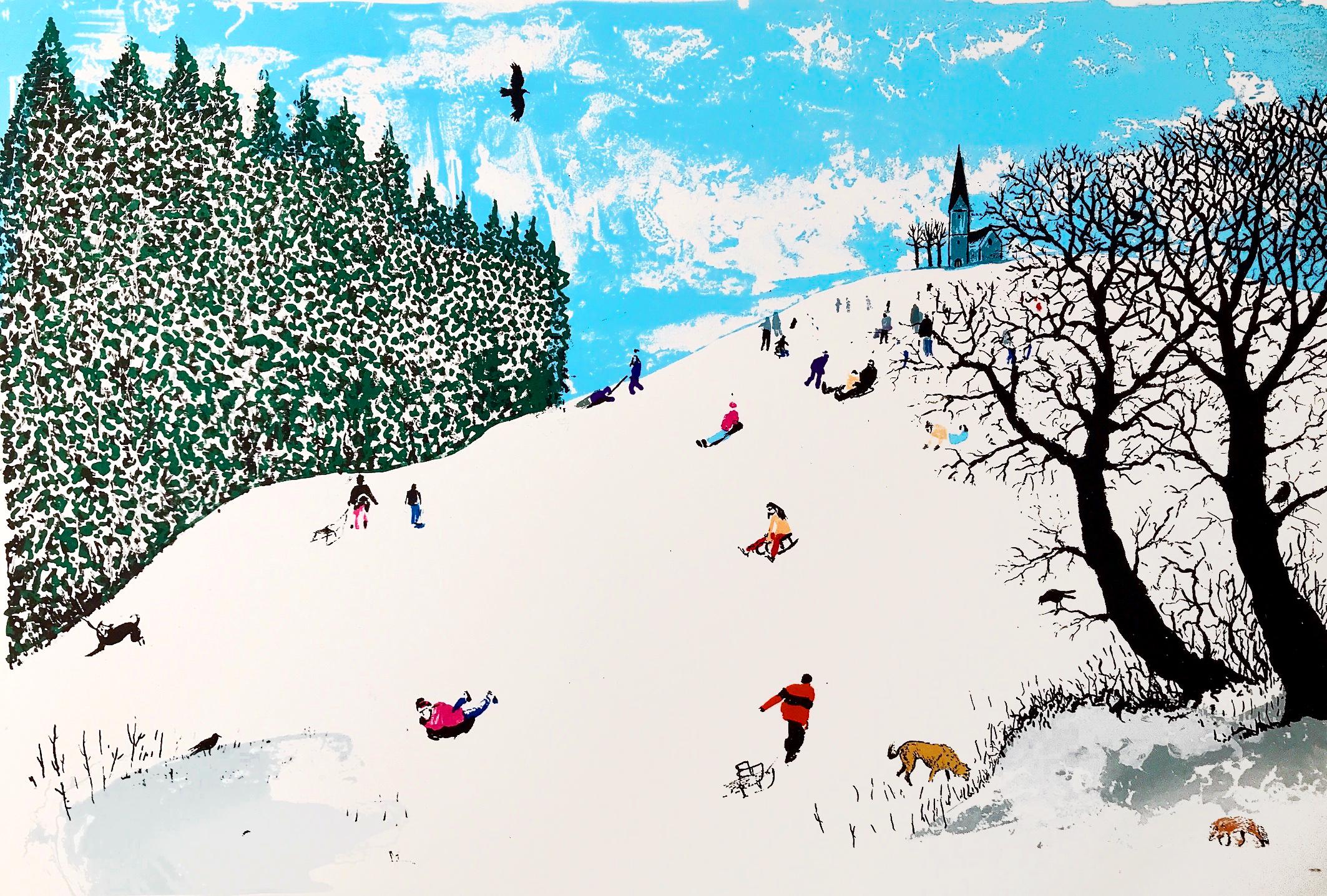 Tim Southall, Snow on the Hill, Landscape Art, Affordable Art, Winter Scene Art