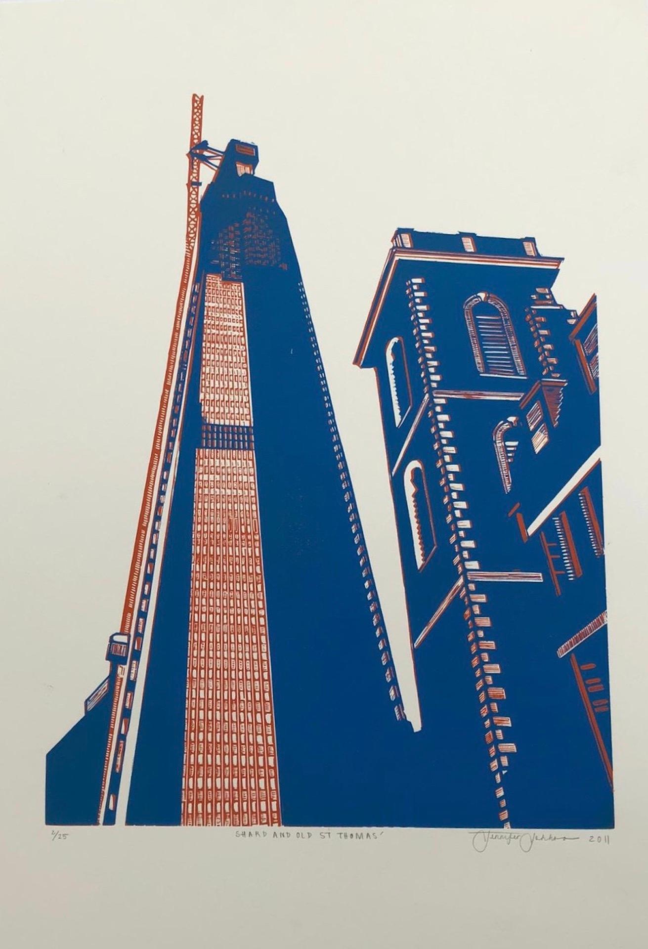 Jennifer Jokhoo, Shard and Old St Thomas, London Art, Cityscape Art, Art en ligne en vente 1