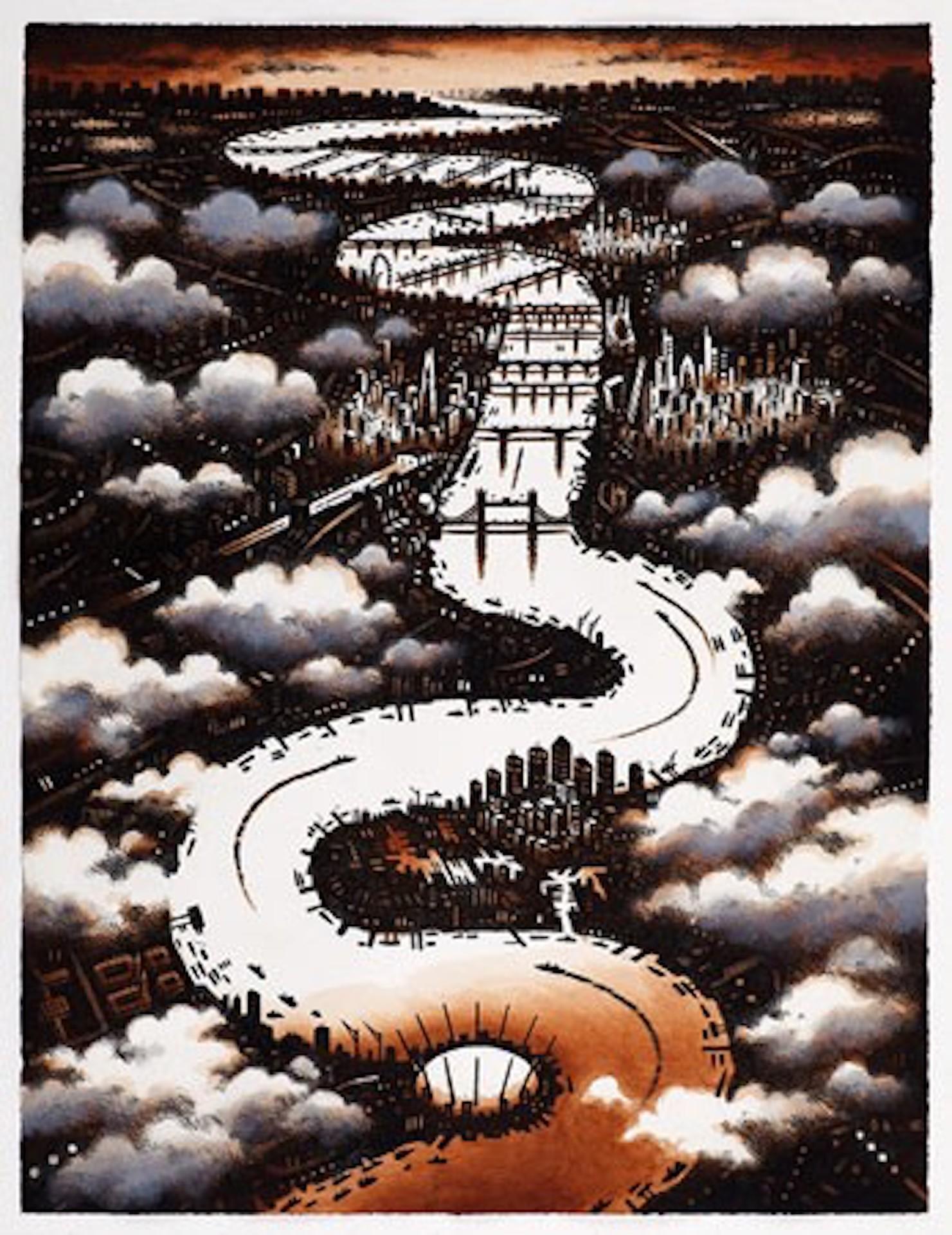John Duffin, Thames Clouds, Limited Edition Print, Affordable Art, London Art