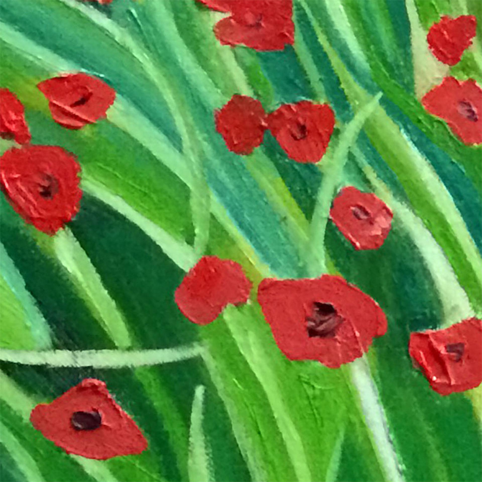 Eleanor Woolley, Cotswold Poppies, Landscape Art, Affordable Art, Floral Art For Sale 4