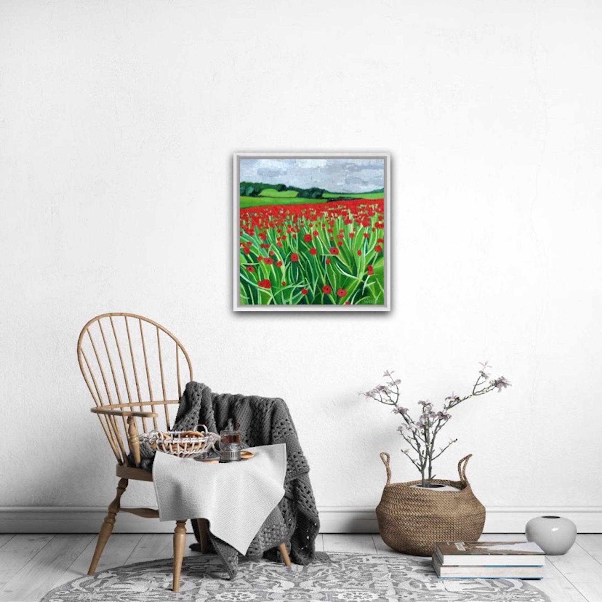 Eleanor Woolley, Cotswold Poppies, Landscape Art, Affordable Art, Floral Art For Sale 8