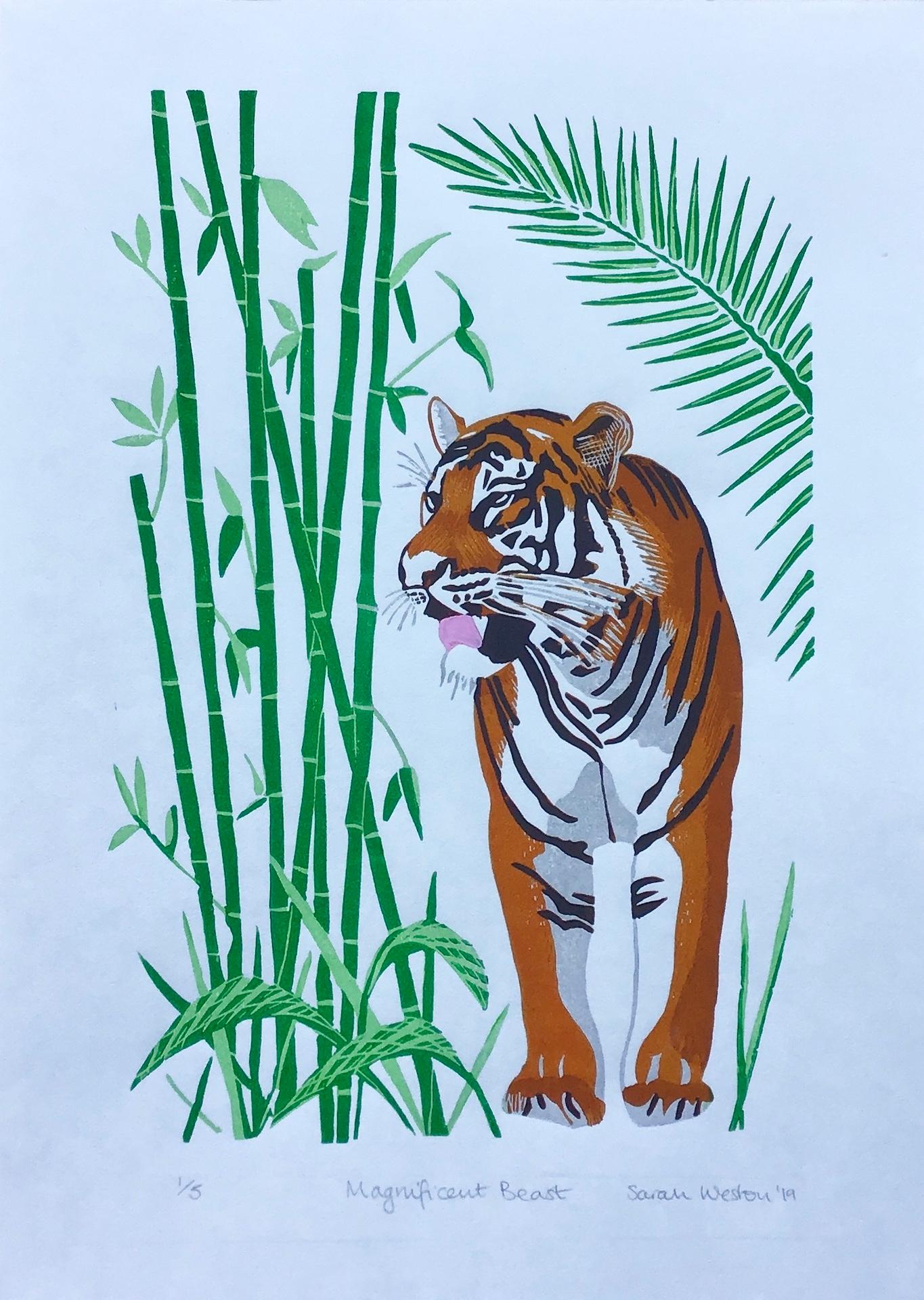 Sarah Weston, Magnificent Beast, Affordable Art, Tiger Art, Art Online