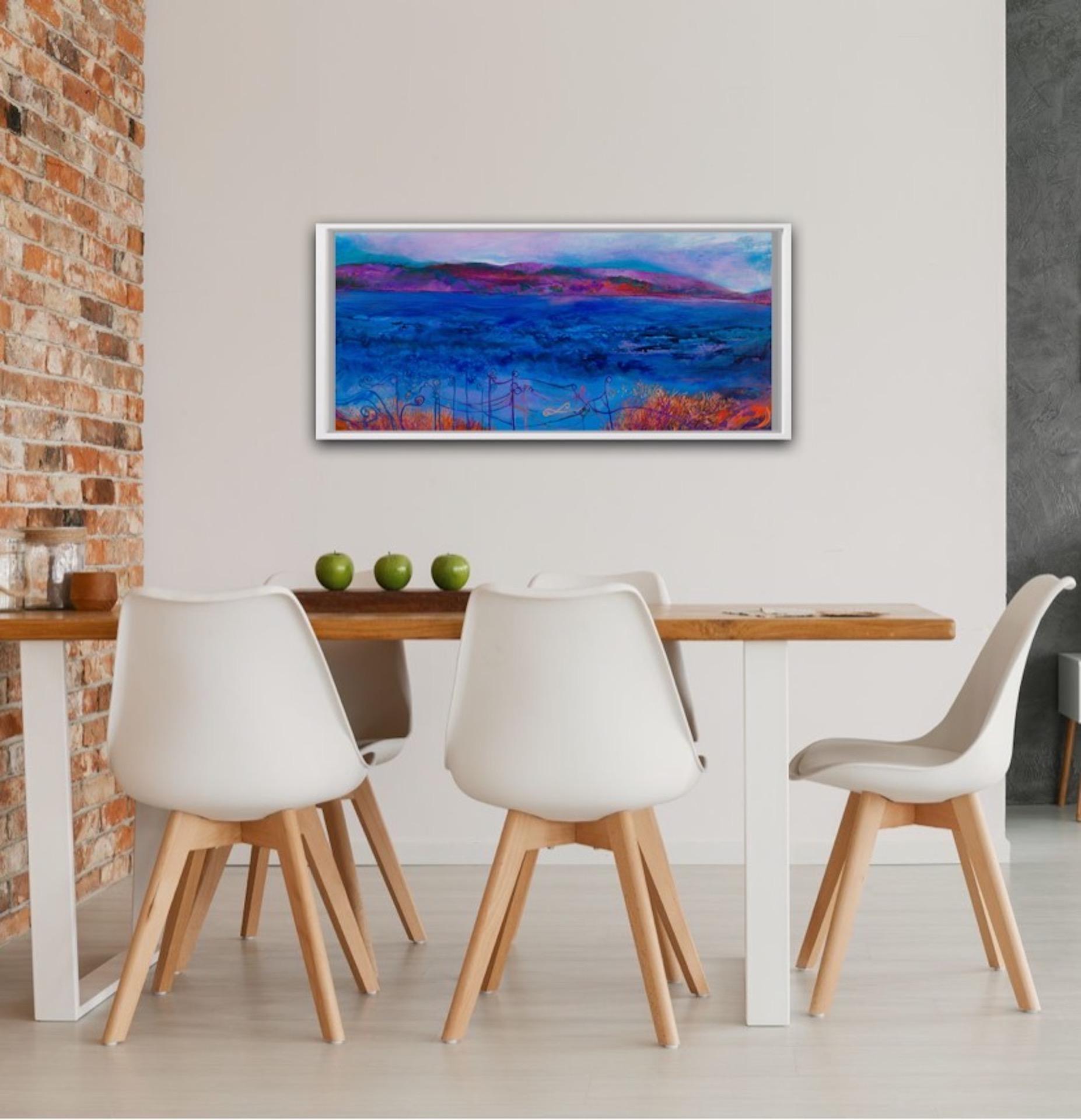 Jan Gardener
Farewell My Lovley
Original Abstract Painting
Acrylic on Canvas
Size: H 44cm x W 106cm
Sold in a White Wood Frame
(Please note that in situ images are purely an indication of how a piece may look).

I love to wander along the coastal