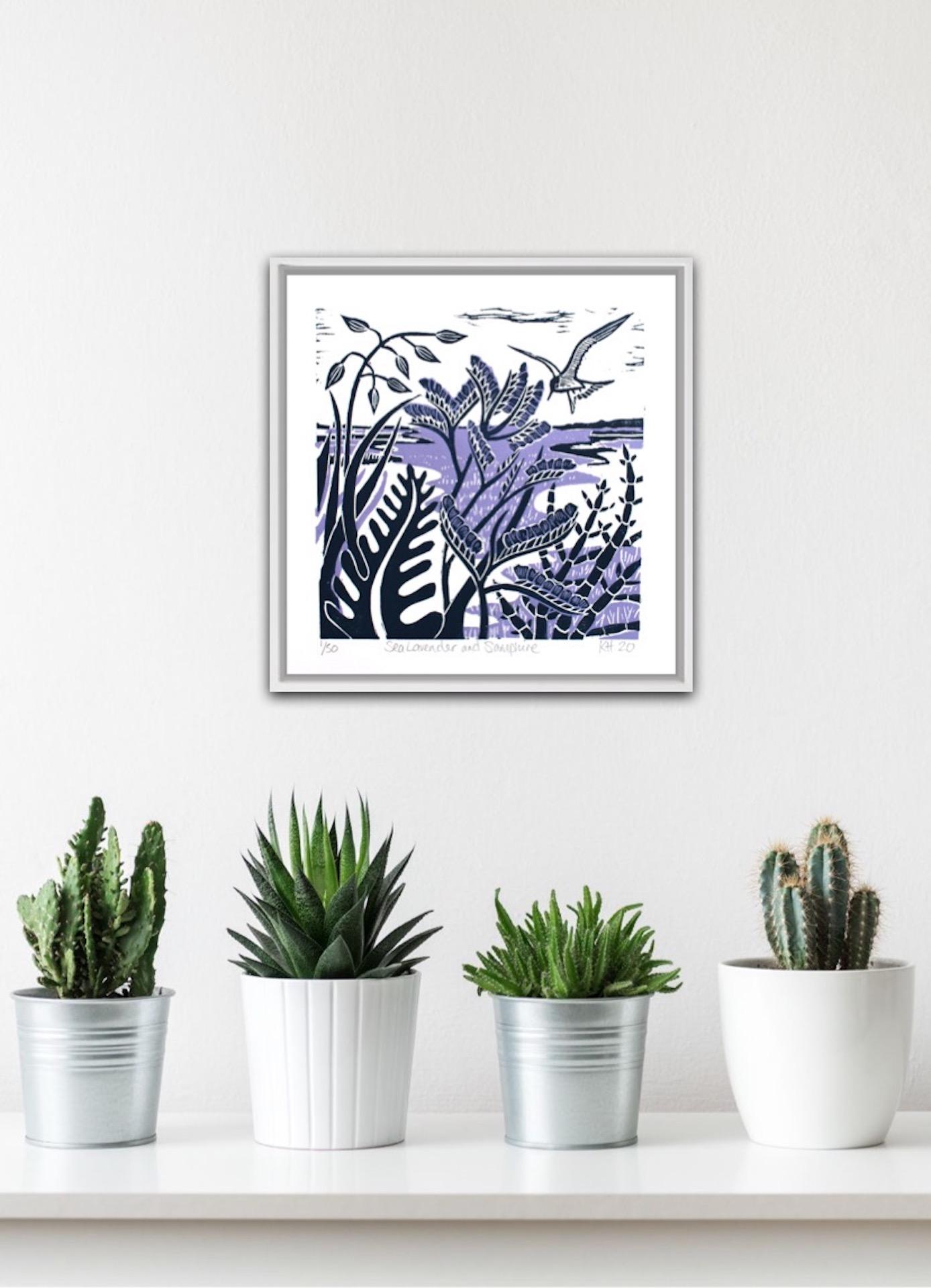Kate Heiss, Sea Lavender & Samphire, Limited Edition Linocut Print, Art Online 1