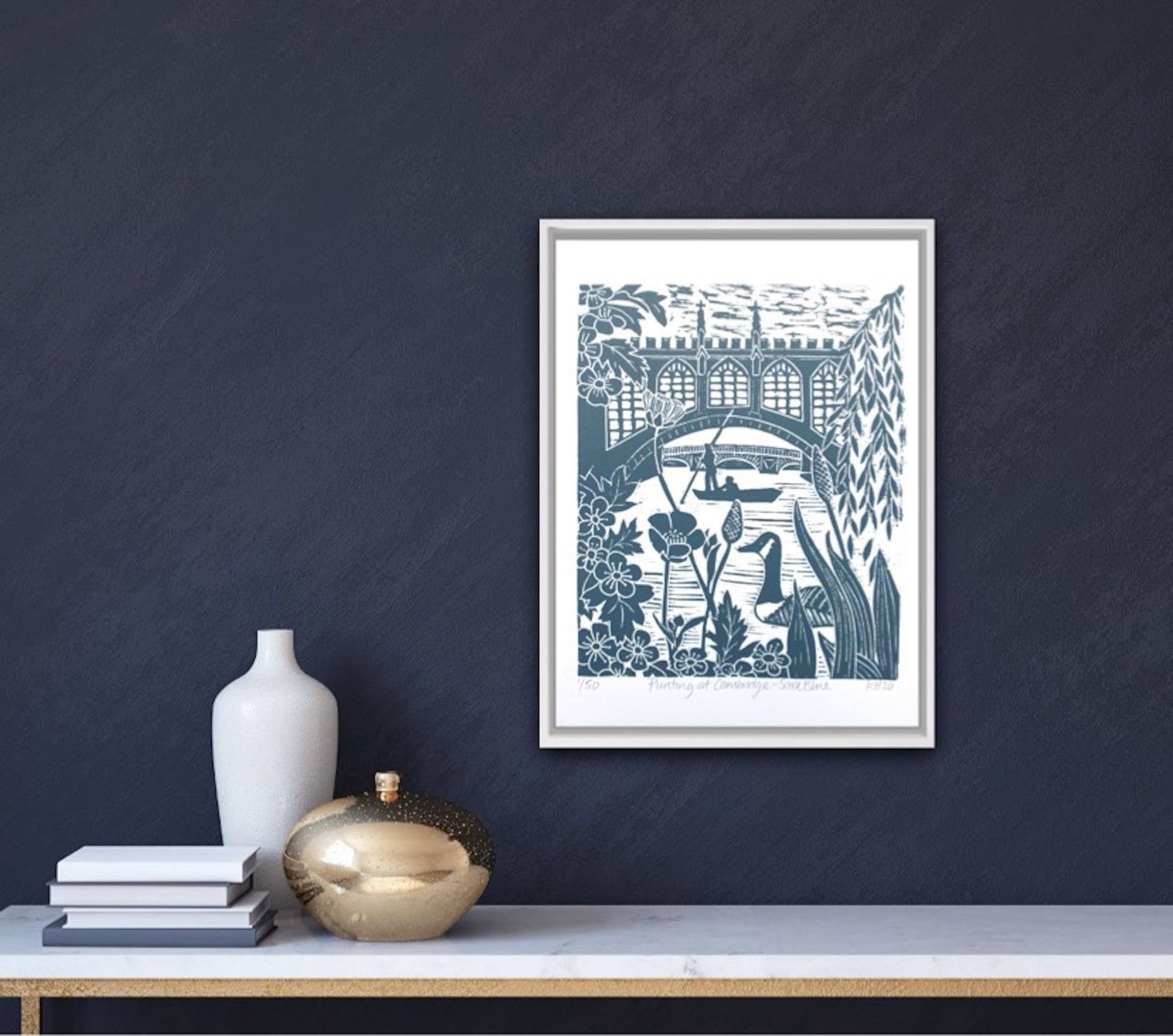 Kate Heiss, Punting en Cambridge - Serie Saxe Blue, Cambridge Art en venta 3