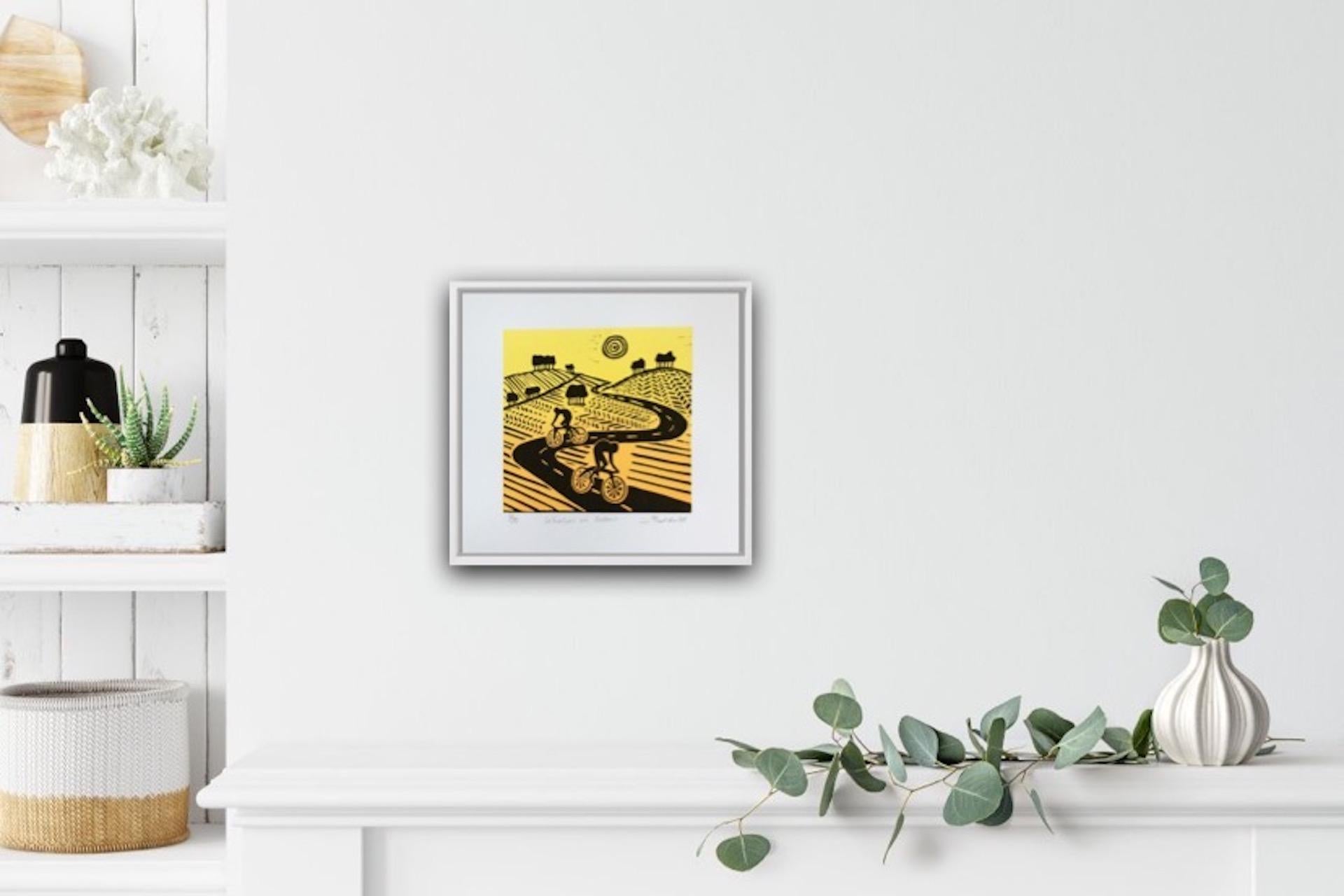 Joanna Padfield, Wheelers in Yellow, Cycling Art, Bicycle Art, Affordable Art 2