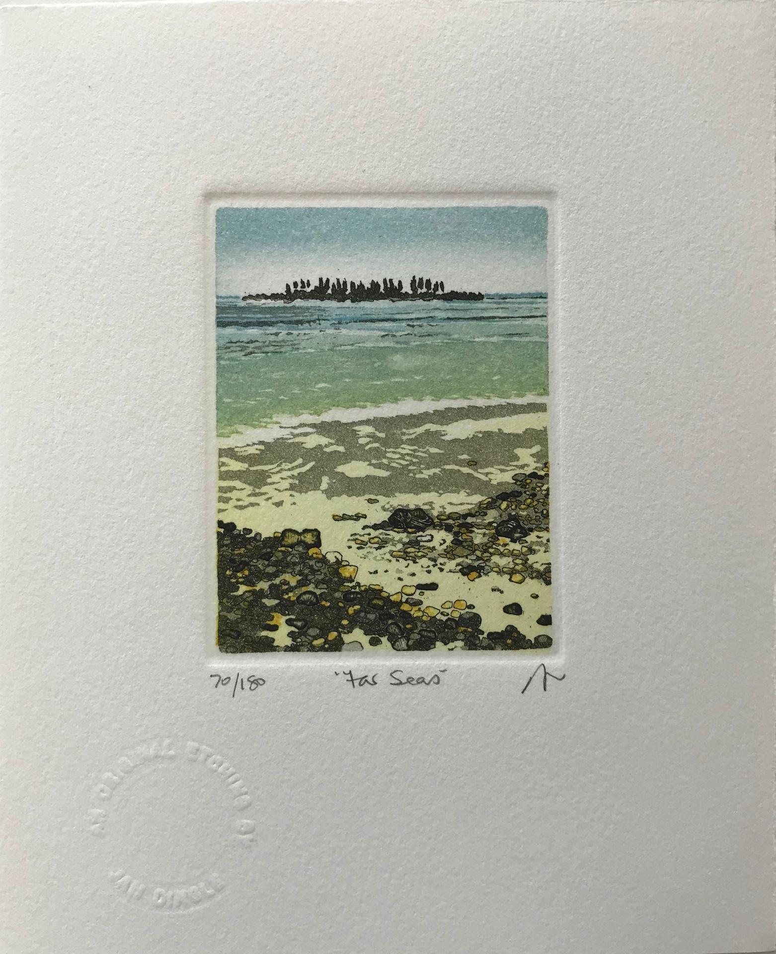 Jan Dingle
Far Seas
Limited Edition Etching Print
Edition of 180
Image Size: H 9cm x W 6.5cm
Sheet Size: H 19cm x W 15cm
Signed and Numbered
Sold Unframed
Please note that any insitu images are purely an indication of how a piece may look.

‘Far