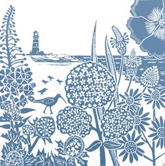 Kate Heiss, Curlew On the Beach – Lulworth Blue Series, Seascape Art, Art Online