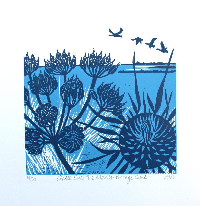 Kate Heiss, Geweihe über dem Marsh, Erschwingliche Kunst, Vogelkunst, Landschaftskunst 1
