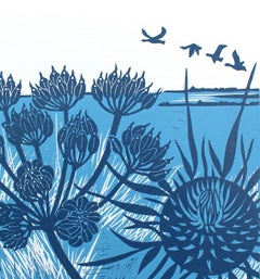 Kate Heiss, Geweihe über dem Marsh, Erschwingliche Kunst, Vogelkunst, Landschaftskunst