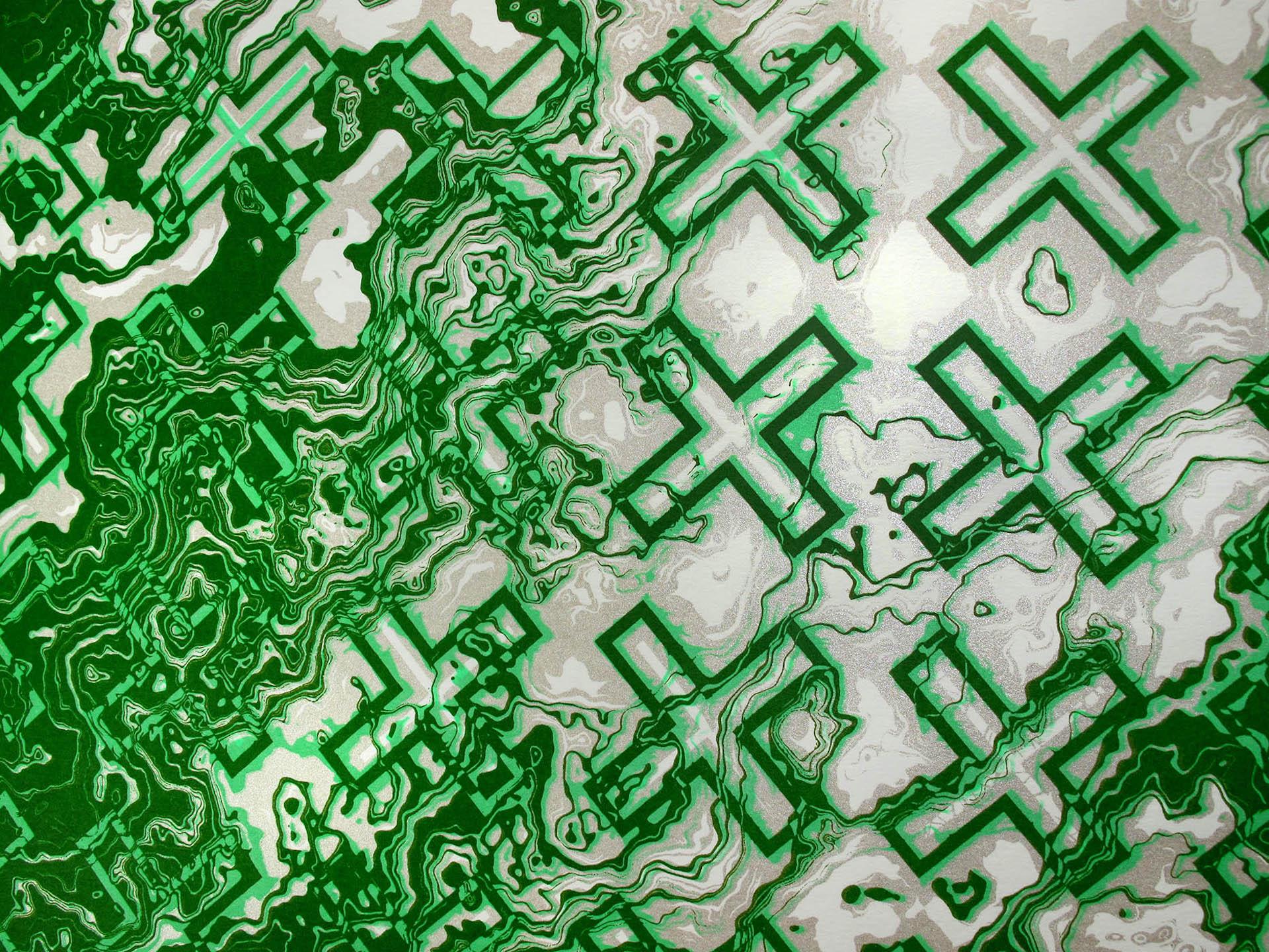 Chris Keegan, Green Flow, Limited Edition Silkscreen Print, Abstract Art 1
