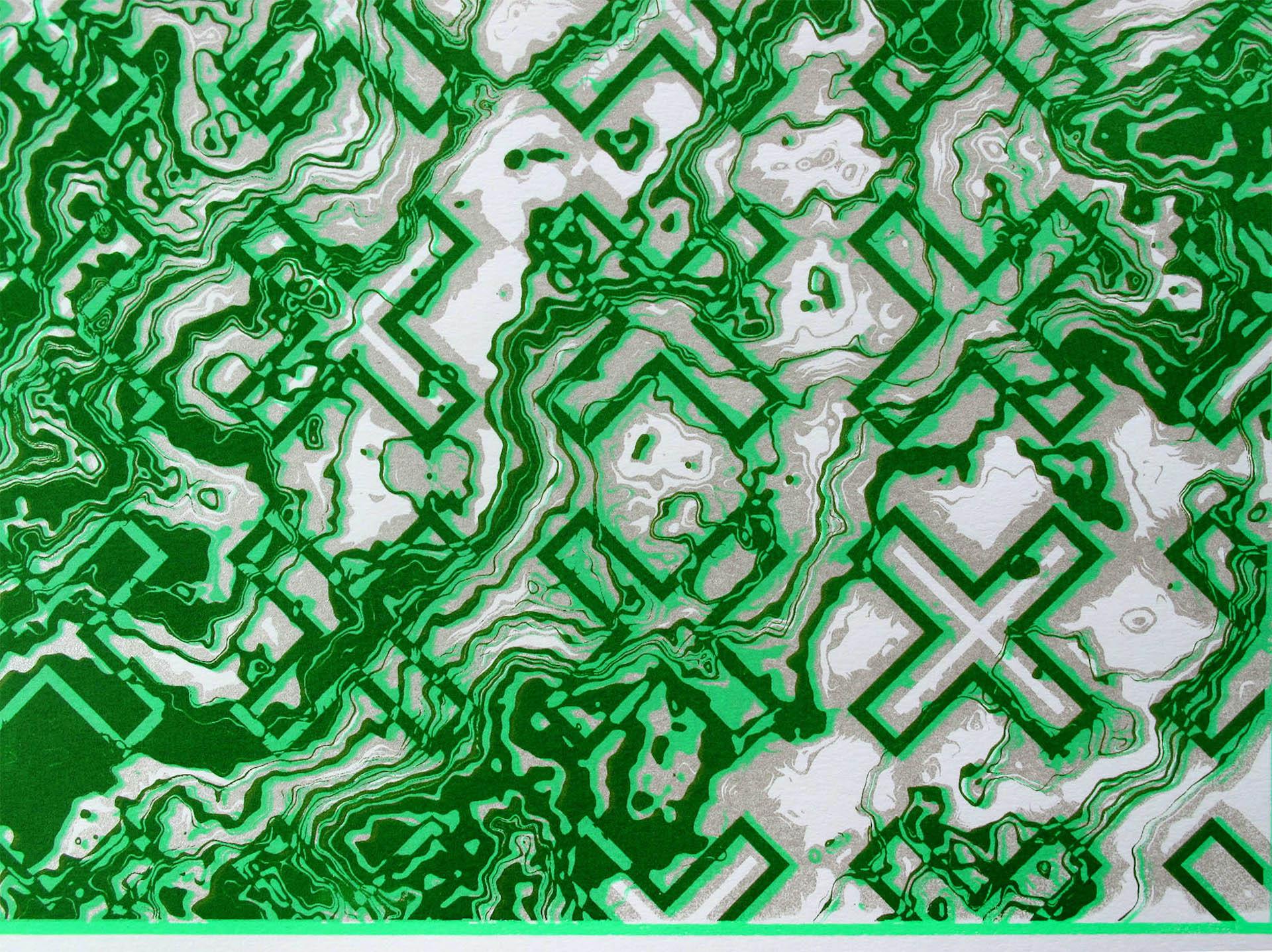 Chris Keegan, Green Flow, Limited Edition Silkscreen Print, Abstract Art 3