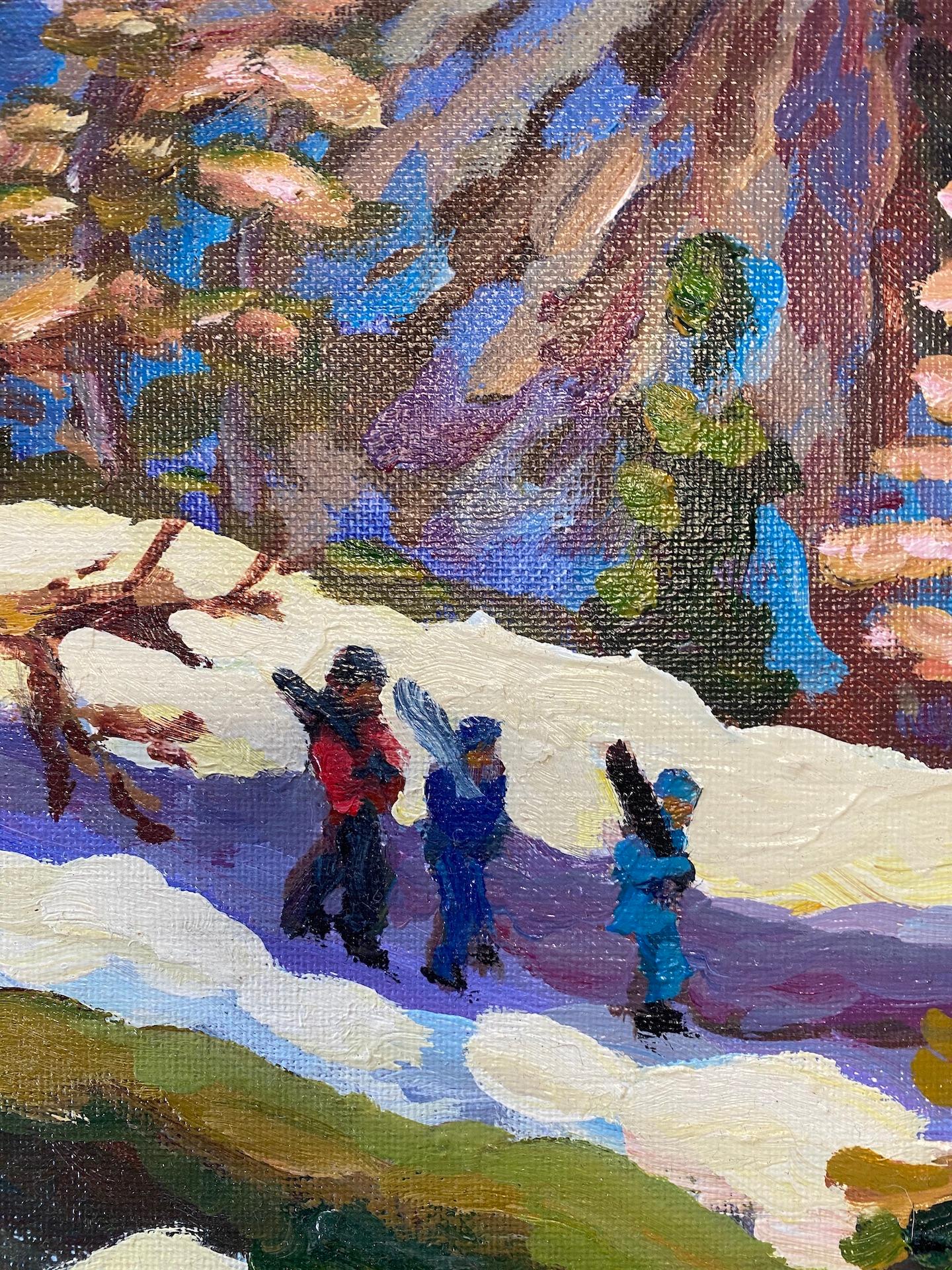 Lucy Pratt, Blue Lit Mountain Nendaz, Ski Mountain Art, Landscape Art 2