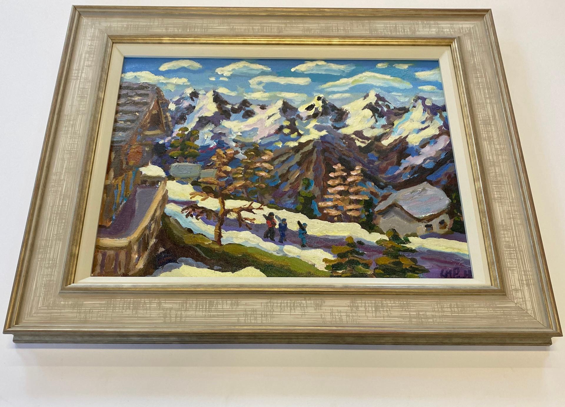 Lucy Pratt, Blue Lit Mountain Nendaz, Ski Mountain Art, Landscape Art 5