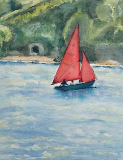 Peri Taylor, voiliers rouges, paysage marin, art de la voile, art abordable, art en ligne