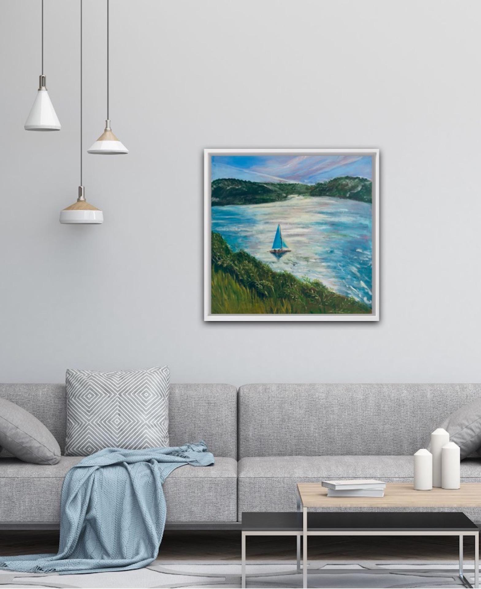 Peri Taylor
Turquoise Sails
Original Seascape Painting
Acrylic on Canvas
Size: H 60cm x W 60cm
Sold Unframed
(Please note that in situ images are purely an indication of how a piece may look).

Turquoise Sails is an original seascape painting by