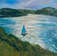 Peri Taylor, Velas turquesas, Pintura original de paisaje marino, Arte asequible