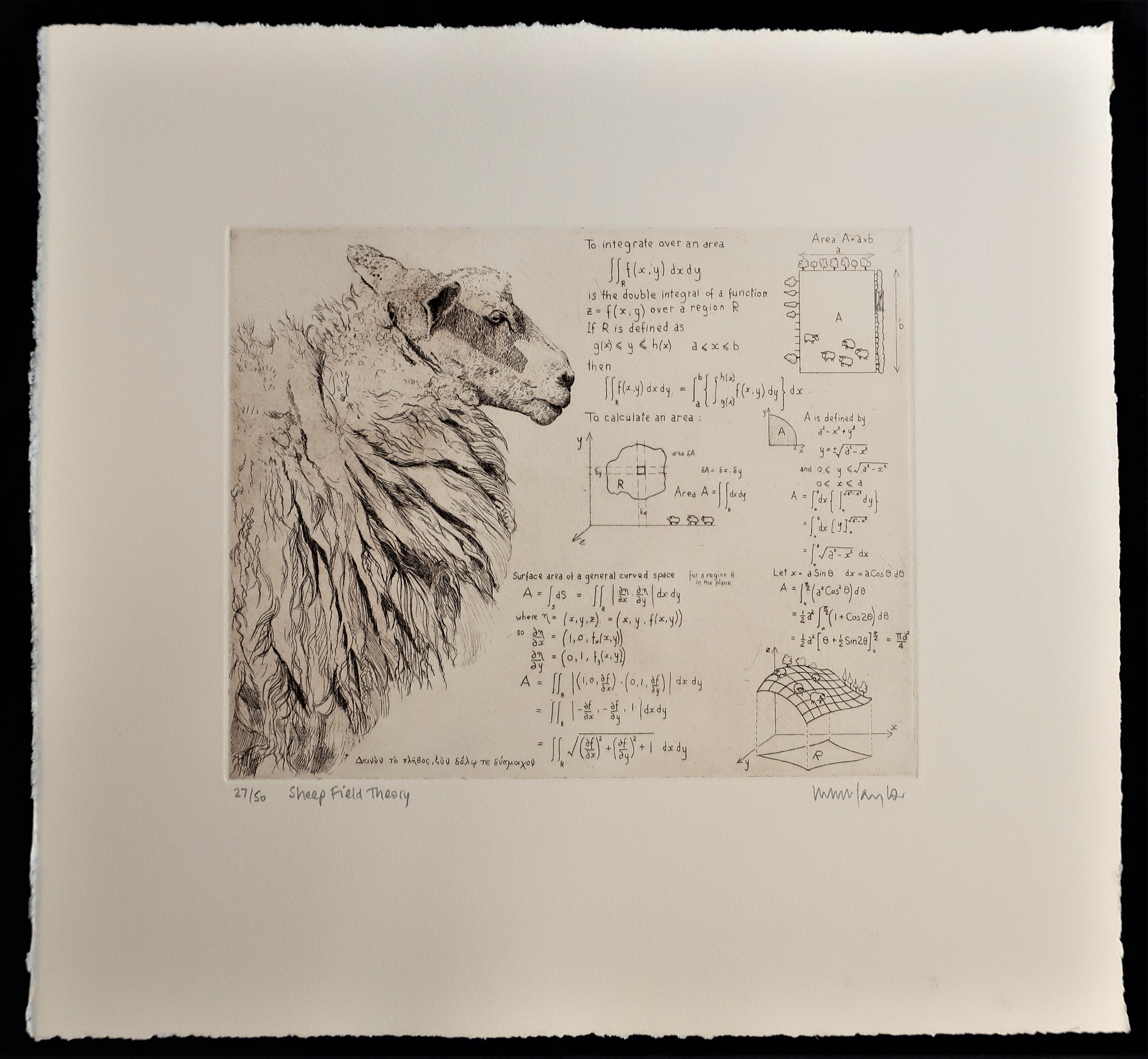 Will Taylor 
Sheep Field Theory
Original limited edition of 50 – printed by the artist on Somerset 300gsm Cotton paper
Copper-plate etching
Image size W 25 cm x H 20 cm
Sheet size W 39 cm x H 36 cm
Sold unframed
Free Shipping
Please note that in