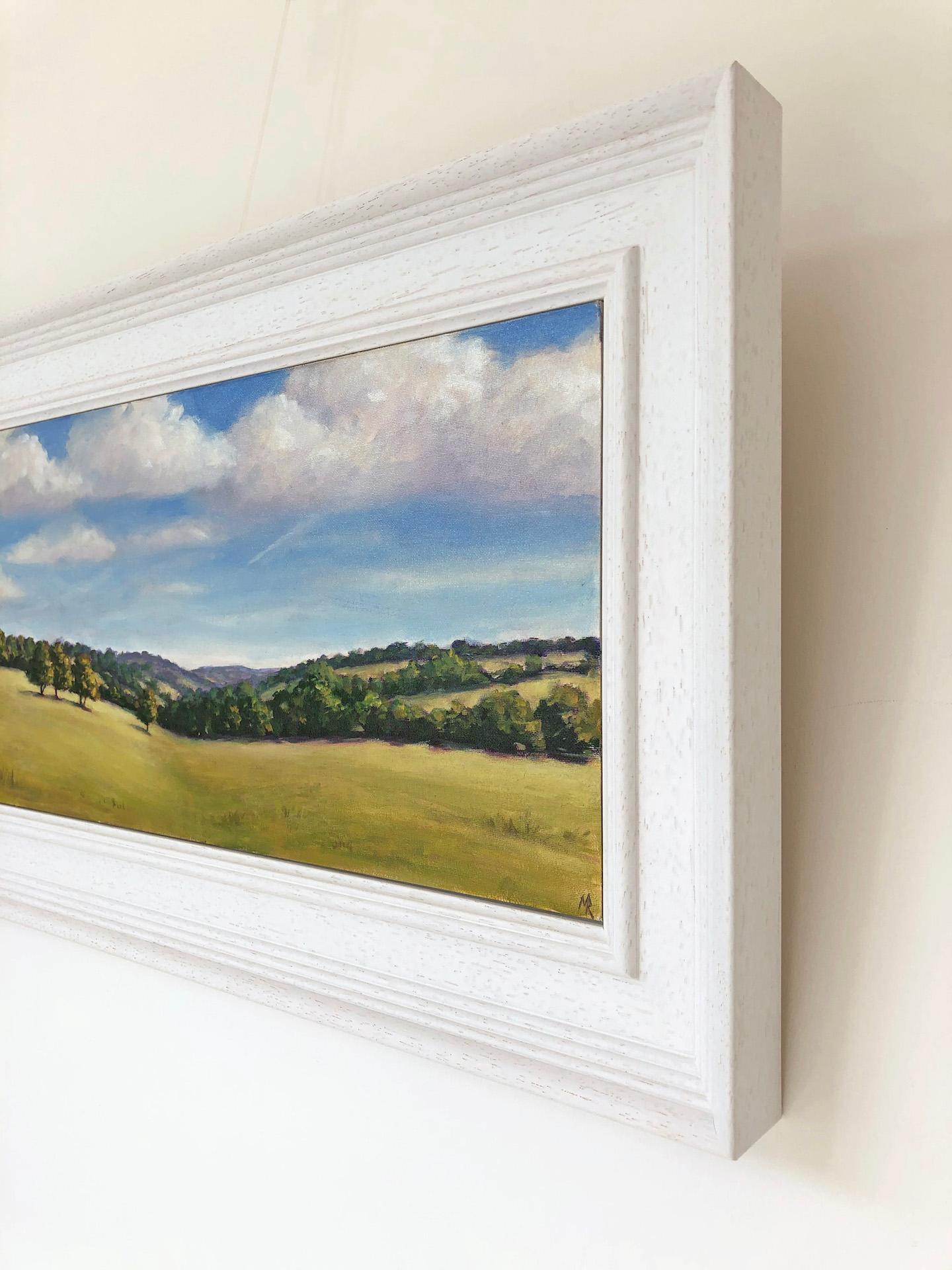 Marie Robinson
September Hills
Original Landscape Painting
Oil Paint on Canvas Board
Board Size: H 20cm x W 50cm x D 0.5cm
Framed Size: H 31cm x W 61cm x D 3cm
Sold Framed in a white painted wood frame
Please note that insitu images are purely an