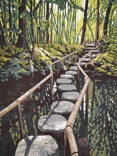 Alexandra Buckle, Stepping Stones, Japanese Landscape Print, Affordable Art