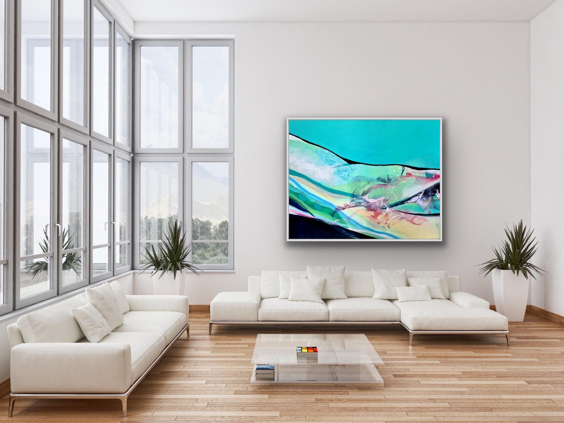Claire Chandler
Far Away From Here
Original Abstract Painting
Image Size: H 127cm x W 157cm
Sold Unframed
(Please note that in situ images are purely an indication of how a piece may look).

Claire Chandler was born in Hereford yet spent much of her