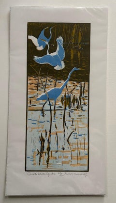 Robert Greenhalf, Great White Egrets, Limited Edition Print, Affordable Art
