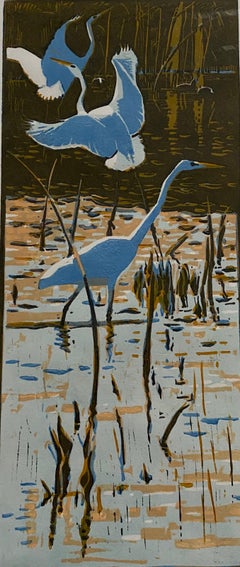 Robert Greenhalf, Great White Egrets, Limited Edition Print, Affordable Art