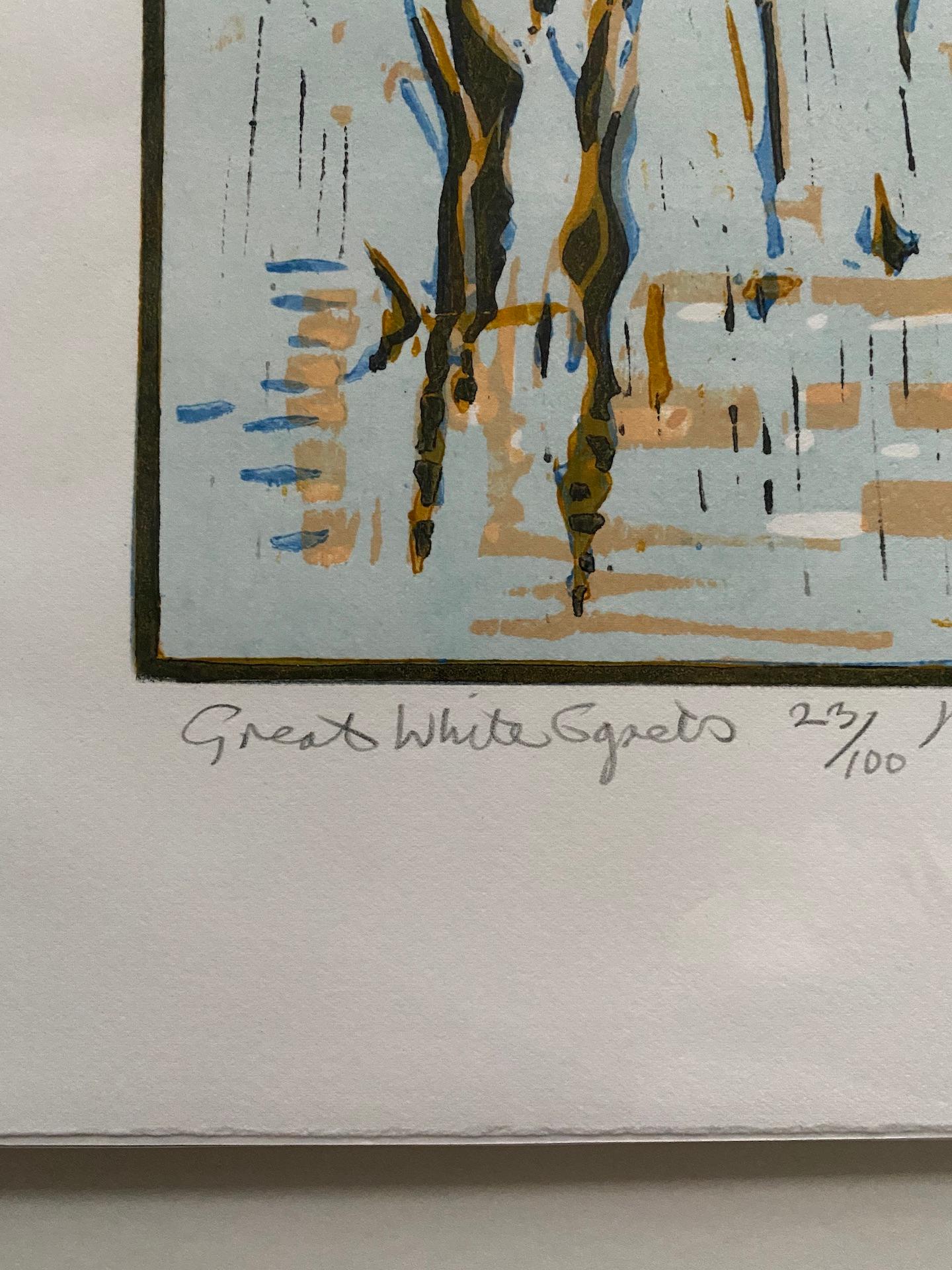 Robert Greenhalf, Große weiße Egrets, Druck in limitierter Auflage, erschwingliche Kunst im Angebot 3