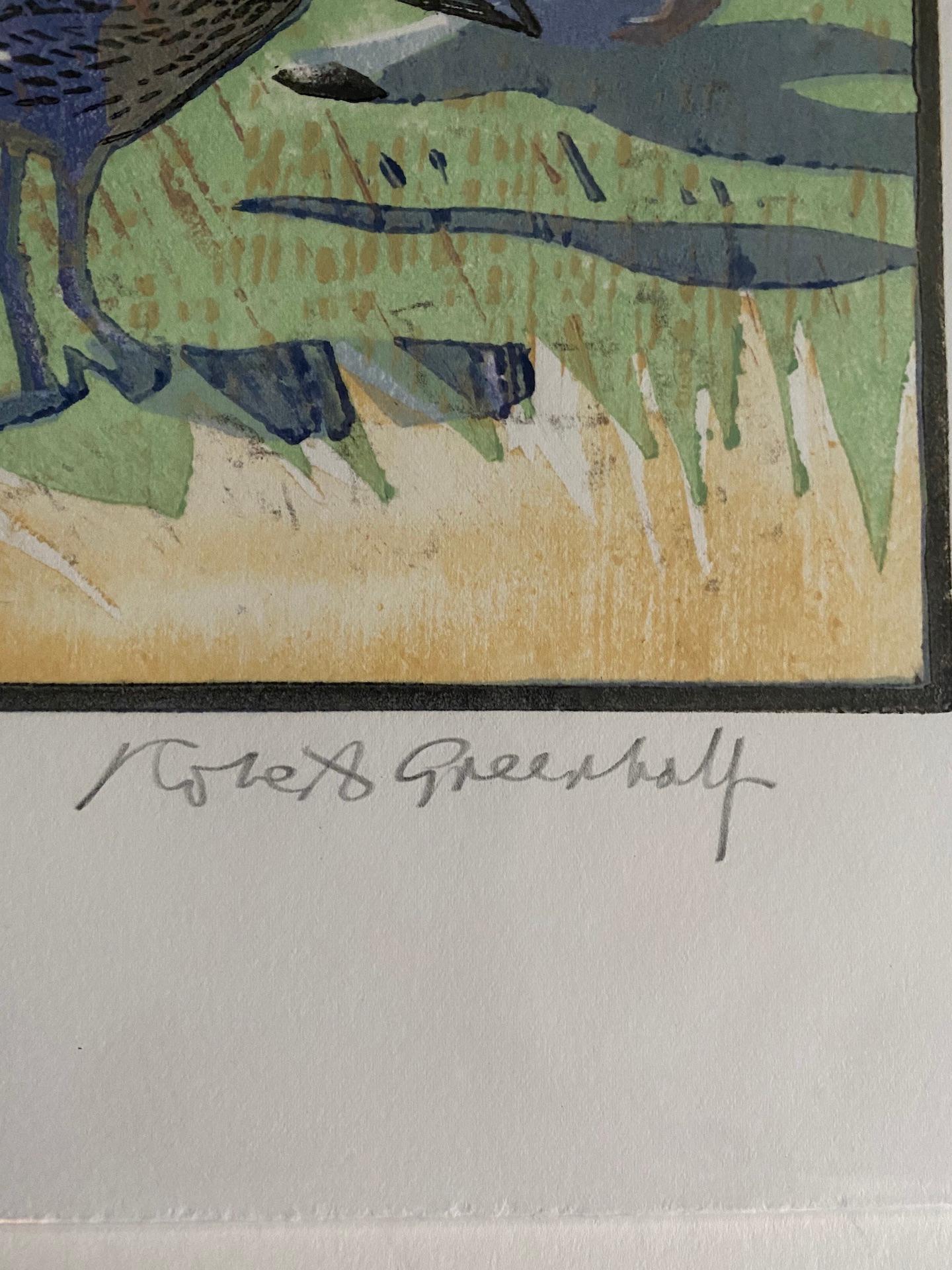 Robert Greenhalf, Curlews and Woodpigeons, estampe en édition limitée, Art des oiseaux en vente 2