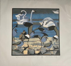 Robert Greenhalf, Berwick’s Swans and Lapwings, Limited Edition Print, Bird Art