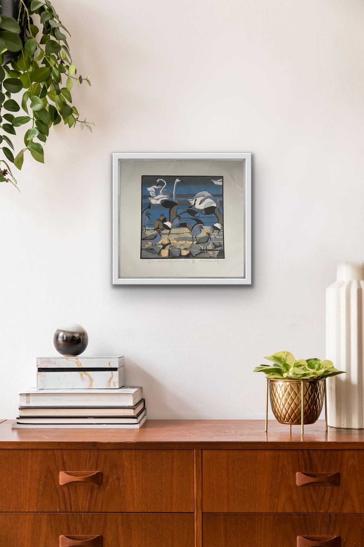 Robert Greenhalf, Berwick’s Swans and Lapwings, Limited Edition Print, Bird Art For Sale 7