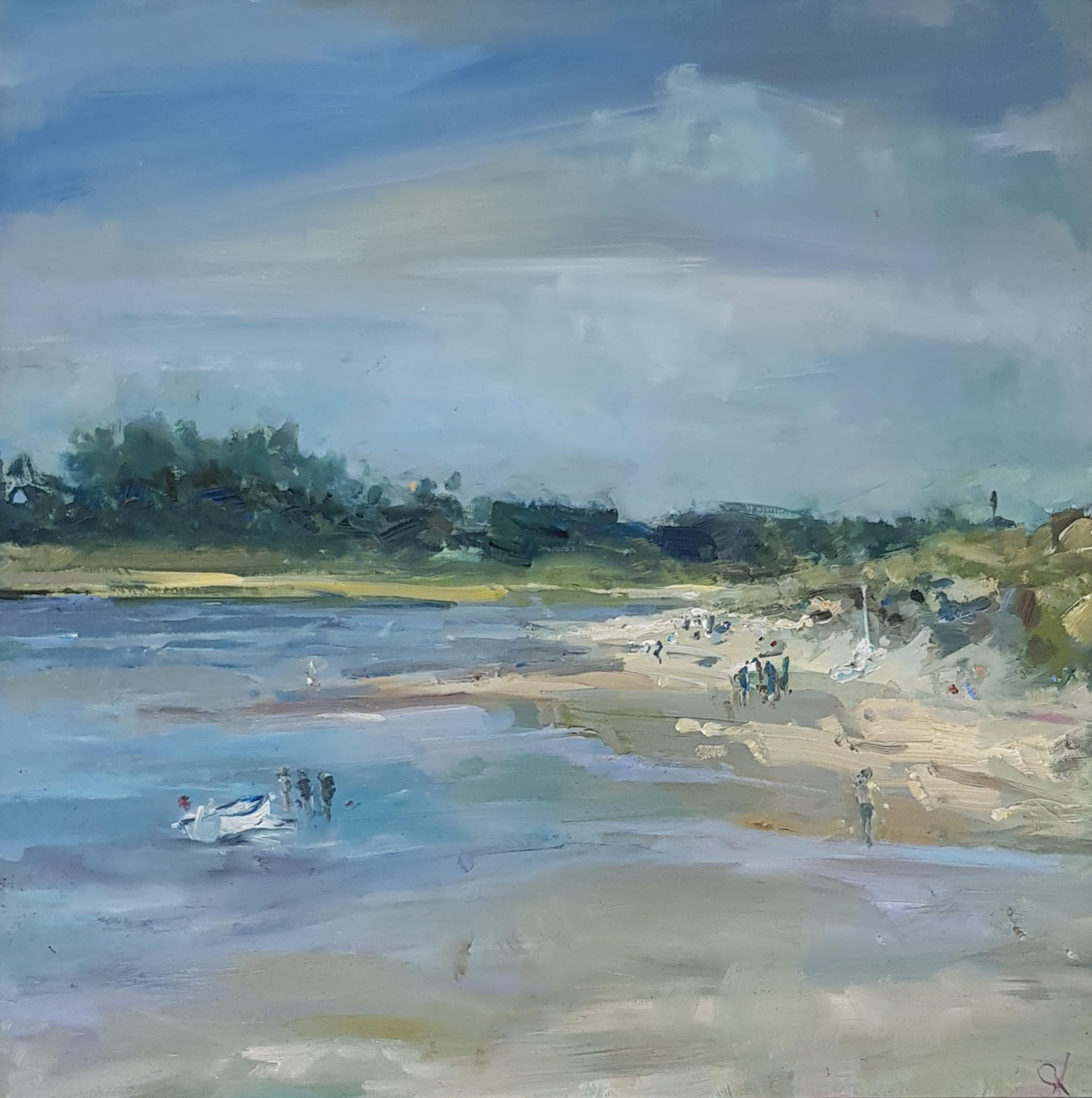 Stephen Kinder, Low Tide Coming, Original Landscape Painting, Affordable Art