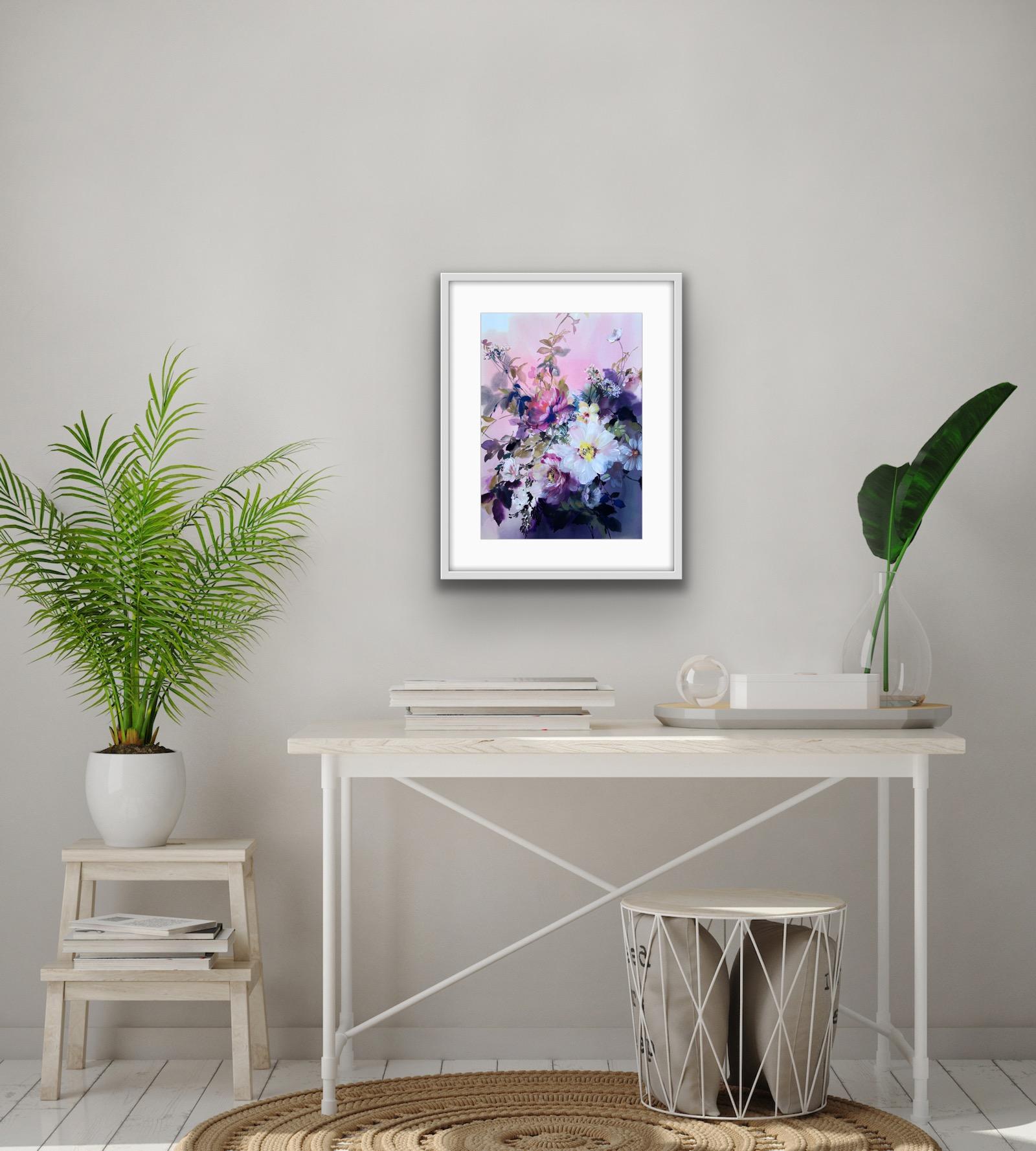 Jo Haran, Pink Haze, Original Floral Painting, Contemporary Art, Affordable Art 1