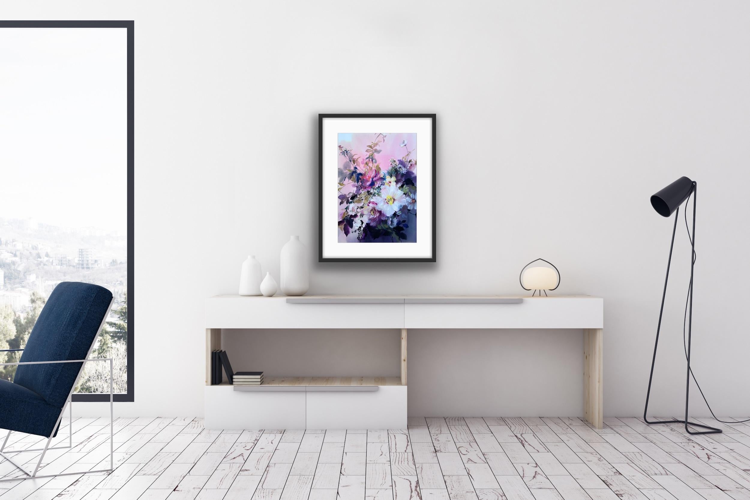 Jo Haran, Pink Haze, Original Floral Painting, Contemporary Art, Affordable Art 3