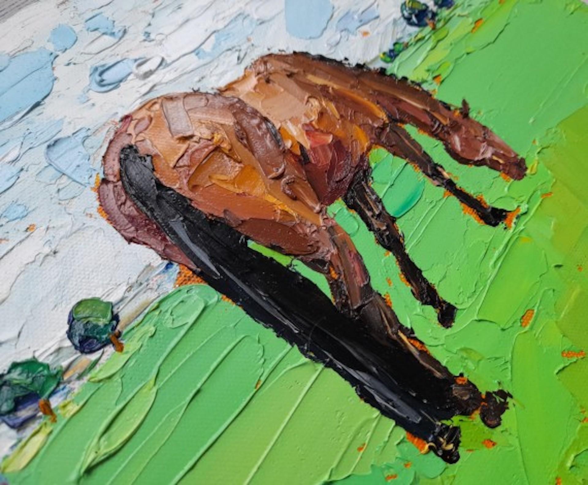 Georgie Dowling, Grazing Horses, Horse Painting, Original Art 1