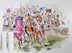Garth Bayley, Round the Bend, Horse Racing Art, Affordable Art, Contemporary Art