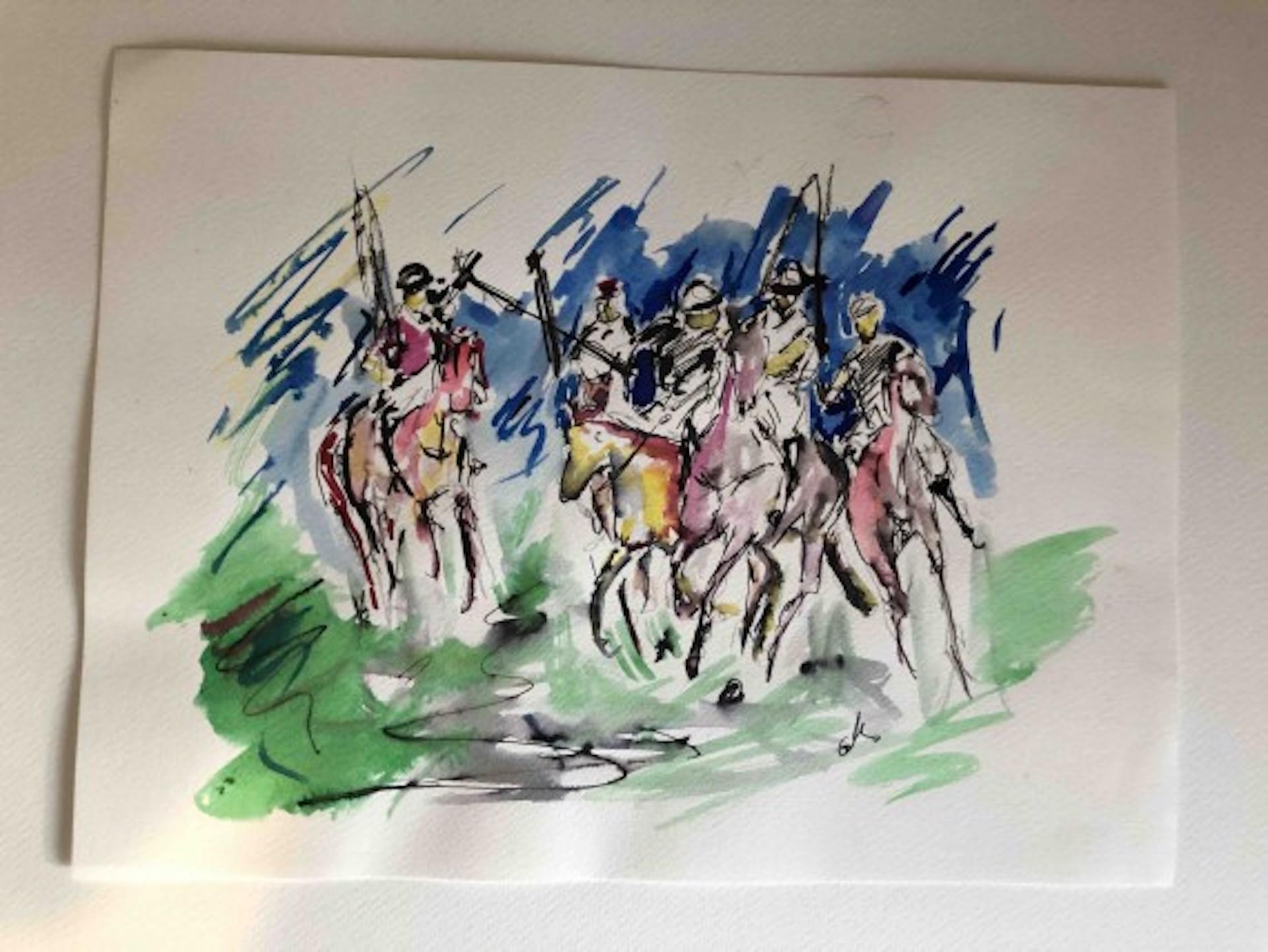 Garth Bayley
Polo Players 
Original
Figurative
Pen and ink on watercolour paper
Image size: H:24 cm x W:32 cm
Sold Unframed

Please note that insitu images are purely an indication of how a piece may look

Polo Players is an original painting by
