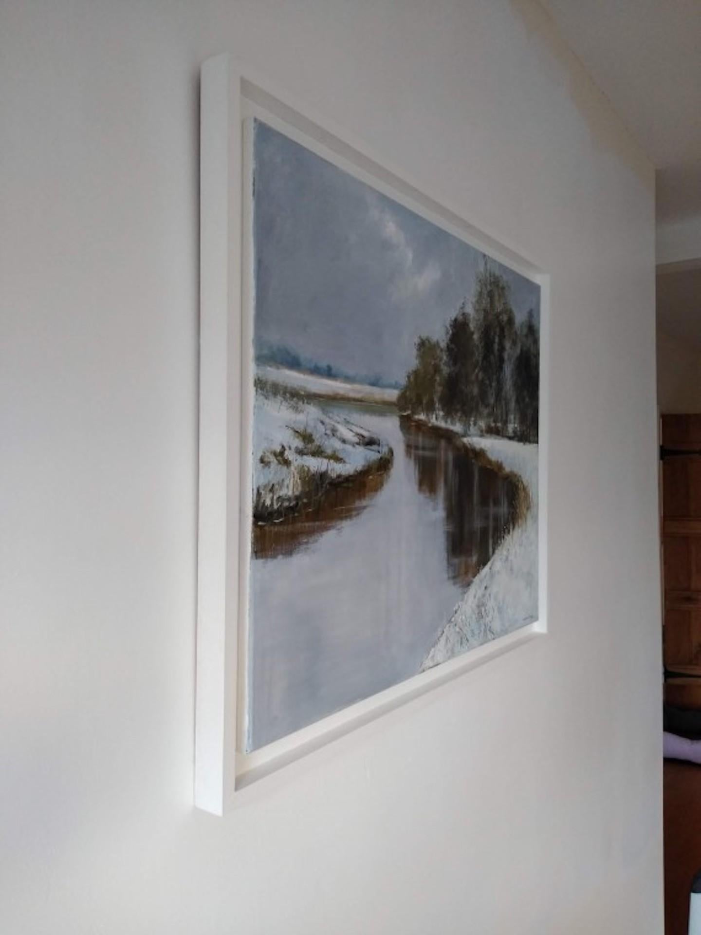 Silent Winter River, Landschaftskunst, Originalgemälde von Caroline McMillan Davey im Angebot 2