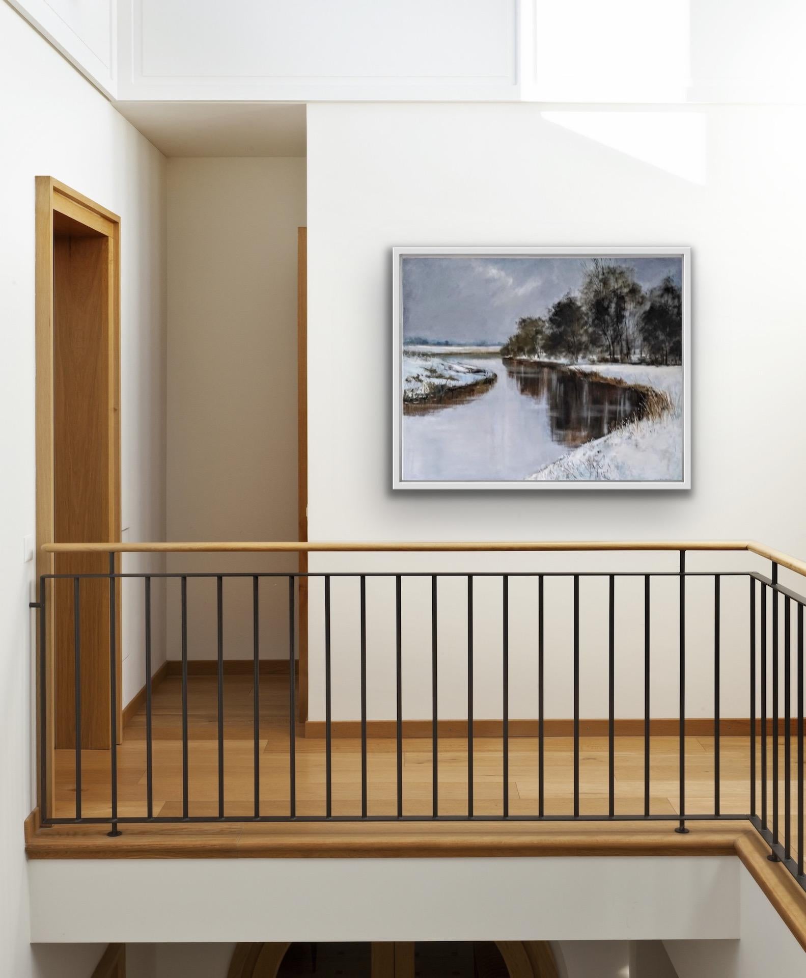 Silent Winter River, Landschaftskunst, Originalgemälde von Caroline McMillan Davey im Angebot 7