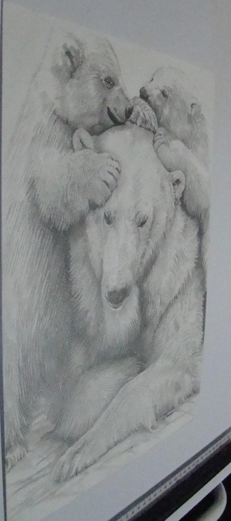 David Truman, Polar Bear Family, Animal Art, Original Drawing For Sale 4