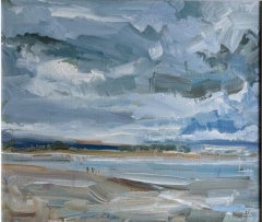 Stephen Kinder, East Head Sand Bar, Art côtier, peinture de paysage marin