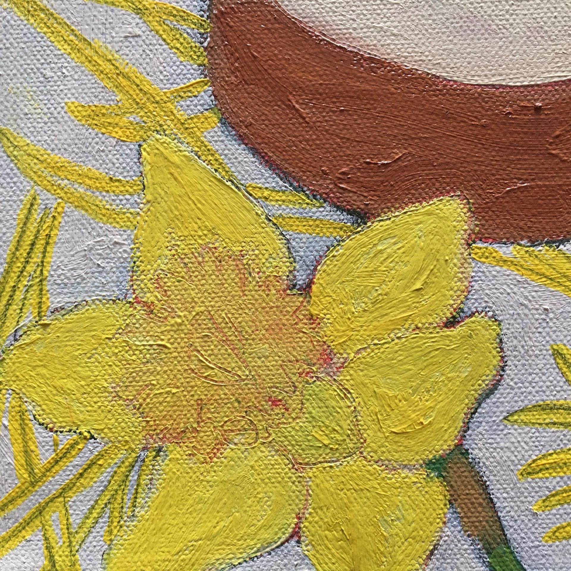 Deborah Windsor, Daffodils and Grape Hyacinth, Original Still Life Painting For Sale 2